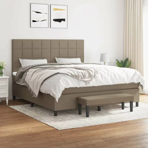  Box spring postelja z vzmetnico taupe 160x200 cm blago, (20897289)