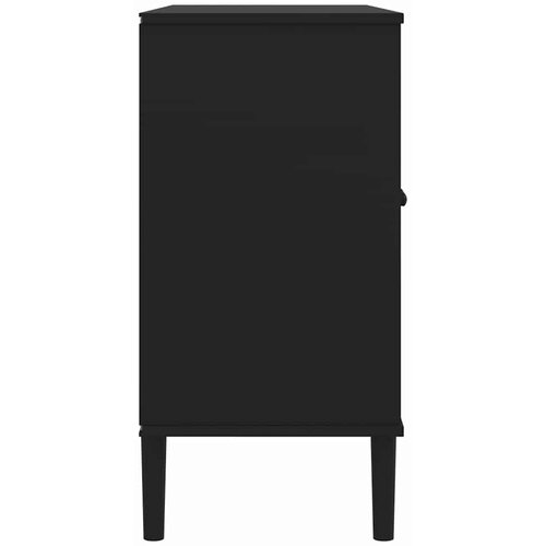  Komoda SENJA crna izgled ratana 112x40x80 cm masivna borovina Slike