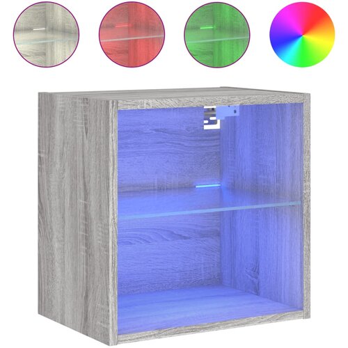 Maison Chic Nočna omarica - Nočna miza z LED lučkami stenska siva sonoma, (21688637) Slike