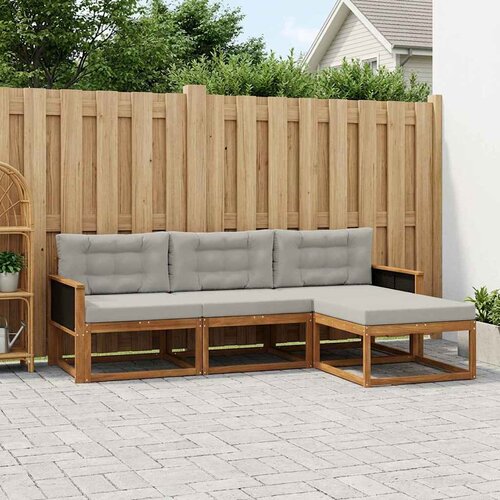  Set vanjskih sofa s jastukom 4 pcs Prirodna i Svjetlosiva Cene