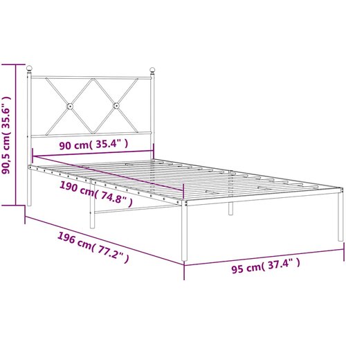  okvir za krevet s uzglavljem bijeli 90 x 190 cm Slike
