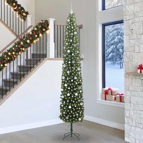 vidaXL Umestno božično drevo Zelena 300 cm PVC in Jeklo in Plastika Cene