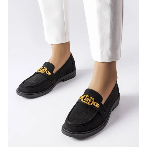 Gemre Black elegant loafers with Ouellet embellishment Cene