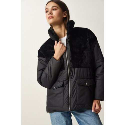  Women&amp;#039;s Black Fur Collar Puffer Coat Slike