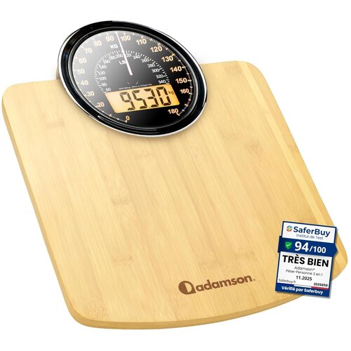 ADAMSON hibridna osebna tehtnica 2v1, digitalna in analogna tehtnica do 180 kg Slike