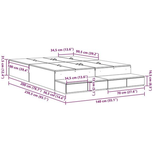 VidaXL krevet s prostorom za pohranu bijeli 140x200 cm Slike