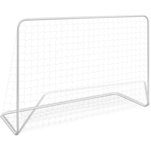  Nogometni gol s mrežom 182x61x122 cm čelični bijeli