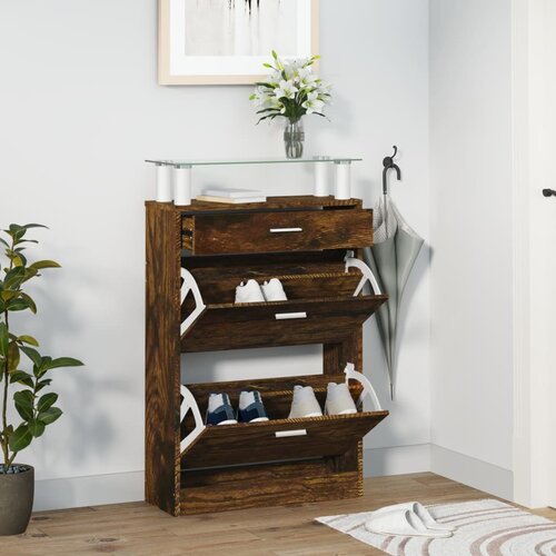 The Living Store Omarica za čevlje dimljeni hrast 63x24x104 cm inženirski les - Omarica Za Čevlje, (21433894) Slike