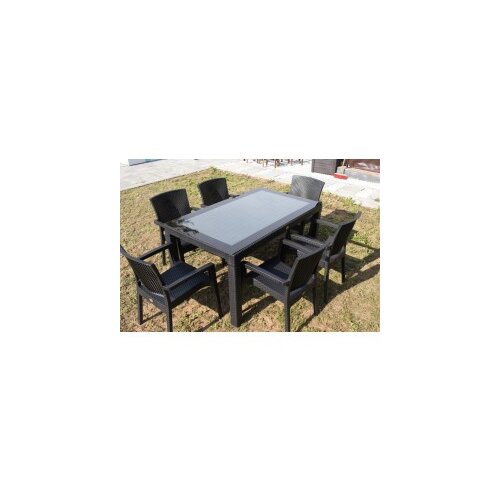  Bastenski set zeugma 6 stolice i sto 150x90 sa staklom crna Cene