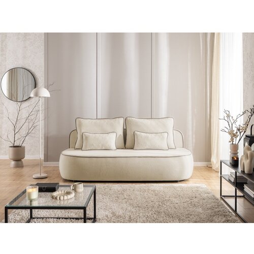Ropez Bež/smeđe-siva bar&amp;scaron;unasti sklopiva/s prostorom za odlaganje sofa 210 cm Saga &amp;ndash; Slike