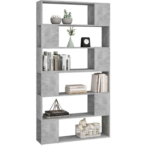 VidaXL Knjižna omara za razdelitev prostora betonsko siva 100x24x188cm Slike