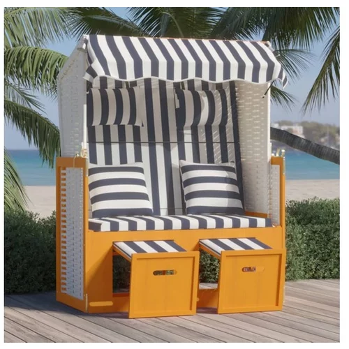  stol za na plažo z blazinami poli ratan in trles bel/moder