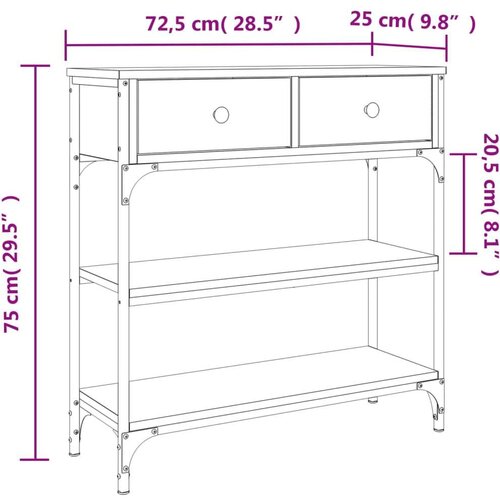 Konzolni stol siva boja hrasta 72 5x25x75 cm konstruirano drvo Slike