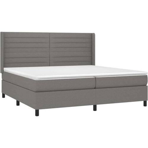  Krevet box spring s madracem LED tamnosivi 200x200 cm tkanina Slike