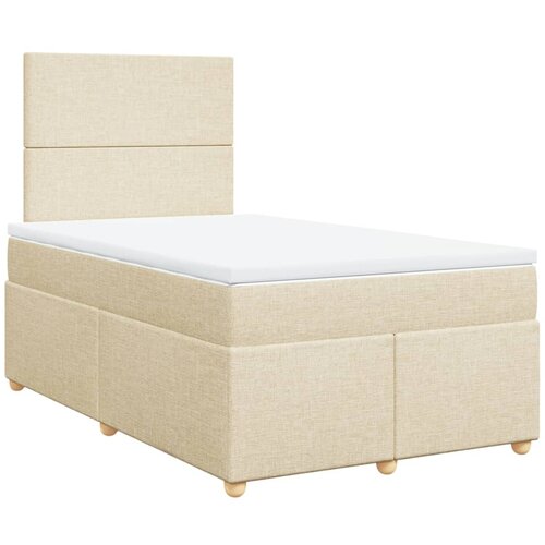 VidaXL Box spring postelja z vzmetnico krem 120x200 cm blago, (21308451) Slike