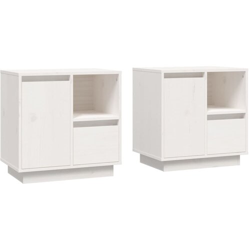 Maison Chic Dvo delni komplet Nočne omarice - Nočne mize bela 50x34x50 cm trdna borovina, (21688067) Slike