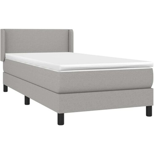 VidaXL Box spring krevet s madracem svjetlosivi 90x190 cm od tkanine Slike