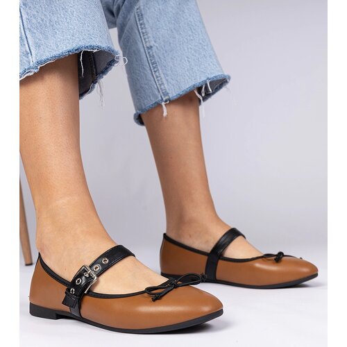 Gemre Brown women's ballet flats with a bow Mansy Cijene