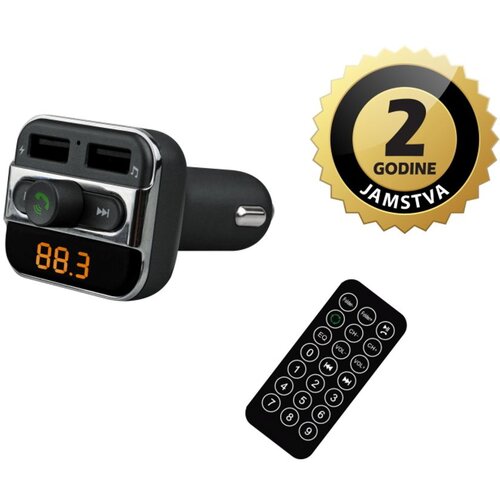 Akai FM transmiter, USB punjač, BT, HandsFree, microSD, 12-24V, crni FMT-20BT Slike