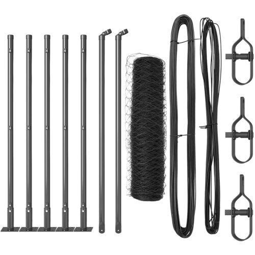 VidaXL &amp;Scaron;esterokotna ograja Siva 0.5x10 m Jeklo, Ograje z osnovnimi plo&amp;scaron;čami 7 kos &amp;Oslash;32mm 70cm Galvanizirano jeklo Slike