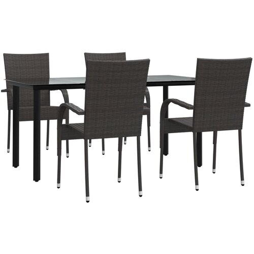 5-dijelni vrtni blagovaonski set od poliratana smeđi Smeđa 160 cm table length Slike
