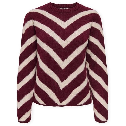 Only Puloverji Eliza Knit - Zinfandel/Whitecap Bordo Slike