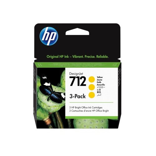 HP 712, 3-kosno pakiranje črnilnih kartu&amp;scaron;, 29 ml, rumene, za tiskalnike DesignJet Slike