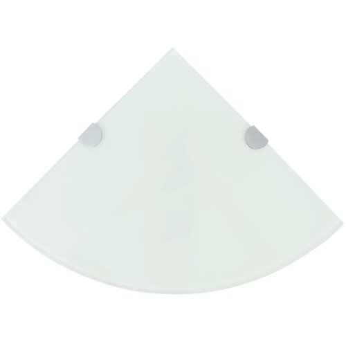 VidaXL Zidna Kutna Polica s kromiranom podr&amp;scaron;kom Staklena Bijela 35x35 cm Slike