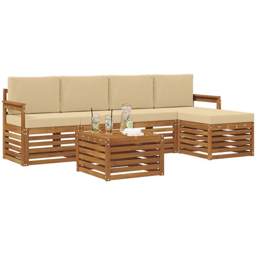  Set vanjskih sofa 6 kom. Prirodna i bež Bijela 59 x 59 x 37 cm Slike