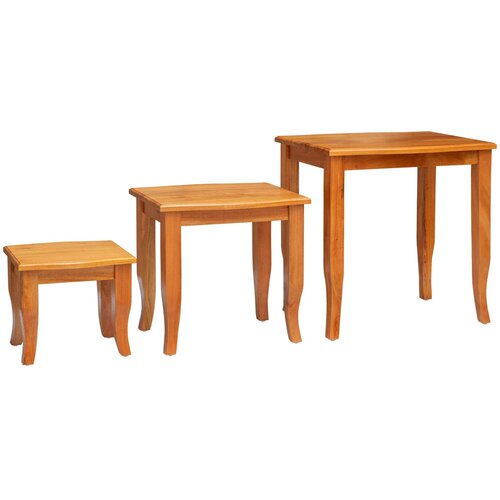  Nesting bočni stolovi 3 pcs Prirodna Čvrsto mahagonijsko drvo Slike