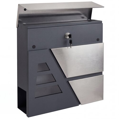 HOMCOM po&amp;scaron;tni nabiralnik nerjaveče jeklo, kovina 37D x 10&amp;Scaron; x 37V cm temno sivo, (5000242208) Slike