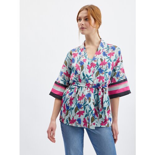 Orsay Light Blue Women Floral Kimono - Women Cene