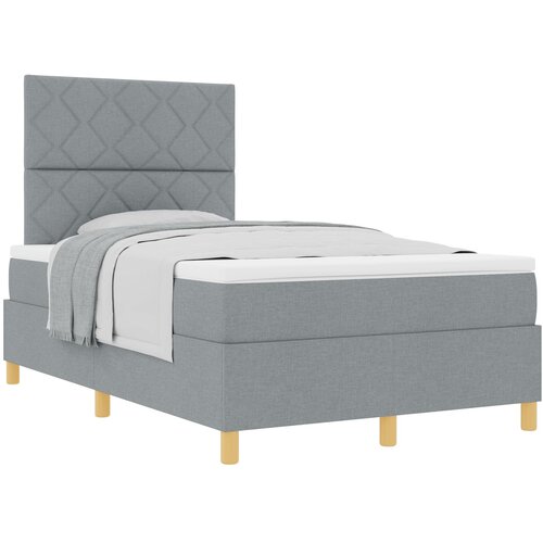 VidaXL vzmetnica na vzmetih s posteljo svetlo siva 120x200 cm tkanina Slike