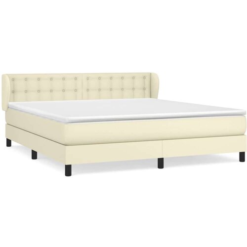  Boxspring - Krevet s oprugama i madracem krem 160x200 cm od umjetne kože - Krema 160 x 200 cm gumbi Slike