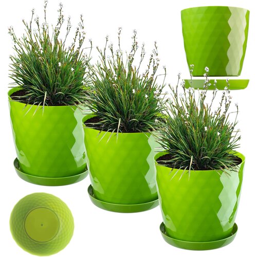 KADAX cvetlični lonec, pokrov za cvetlični lonec, 20 cm, stojalo za rože, zelena plastika, 3 kosi., (5000346166) Cene