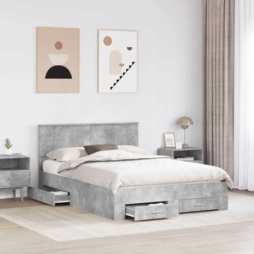  Okvir za krevet s uzglavljem Betonski sivi 160 x 200 cm Slike