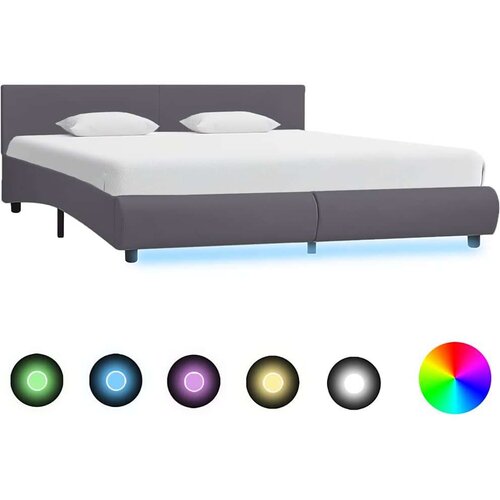  Okvir za krevet od umjetne kože s LED svjetlom sivi 180x200 cm Slike