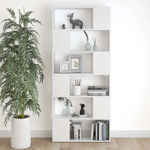 VidaXL Knjižna omara za razdelitev prostora bela 80x24x186 cm Slike