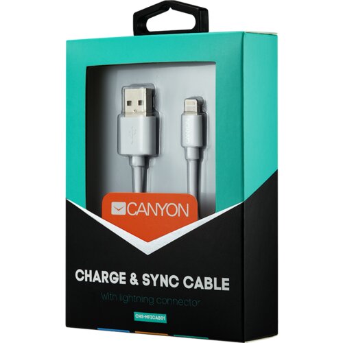 Canyon CNS-MFICAB01W Ultra-compact MFI Cable, certified by Apple, 1M length, 2.8mm , White color - CNS-MFICAB01W Cene