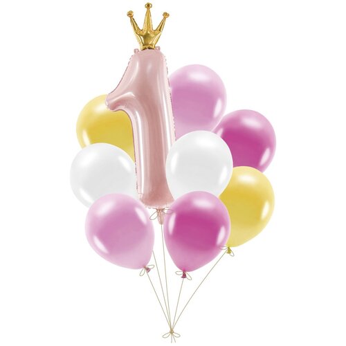 PARTY DECO set balonov first birthday, roza ( 9 kos) Cene