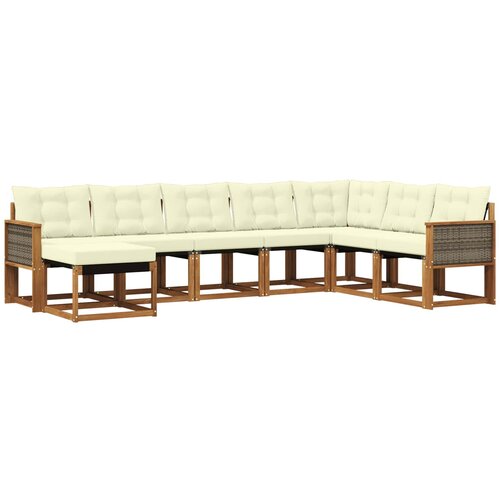 vidaXL Zunanja garnitura za sedenje z blazino 8 pcs Naravna in smetana, (5000281939) Cene