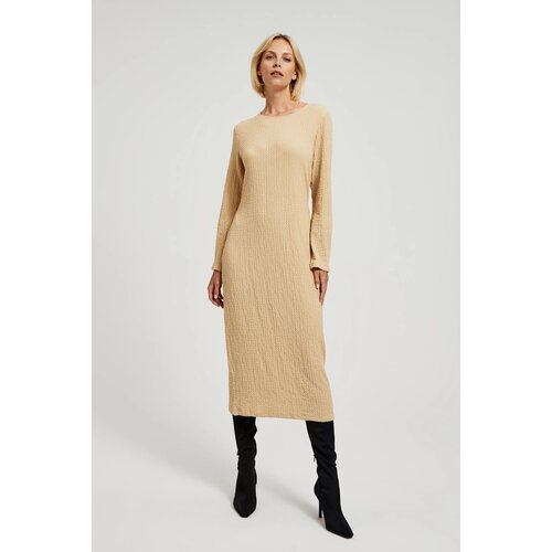 Moodo Women&amp;#039;s long-sleeved midi dress - beige Slike