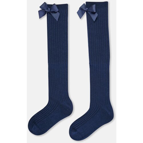 Dagi Navy Blue Girl's Ribbon Detailed Knee-high Socks Slike