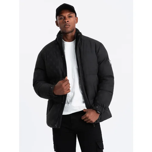 Ombre Men's patterned jacquard puffer jacket - black