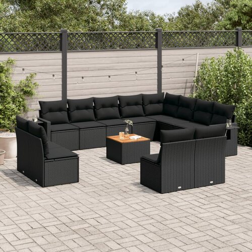  13-dijelni set vrtnih sofa s jastucima poliratan crni Cijene