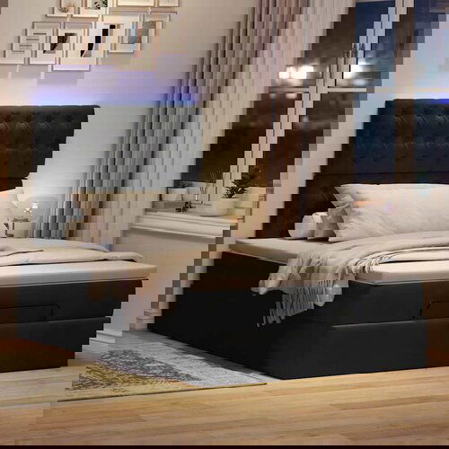 vidaXL Otomanski krevet s madracima&LED crni 120x200cm baršunasti Cene