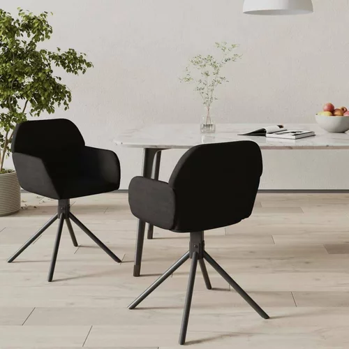  Vrtljiv jedilni stol 2 kosa črn žamet, (20701451)