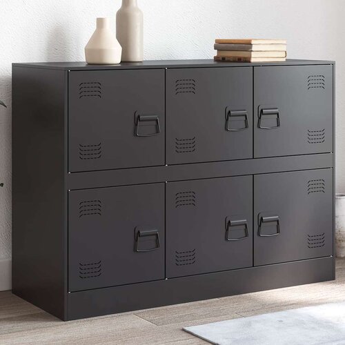  Komoda crna 99 x 39 x 73 cm čelična Cijene