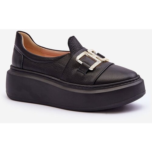 Kesi Women's leather platform shoes Black Lewski 3398/2 Cene