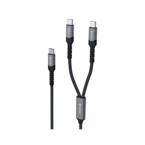 Swissten kabel 2u1 USB-C/2x USB-C, 100W, 50w+50w, 1,5m tekstilni crni Cijene